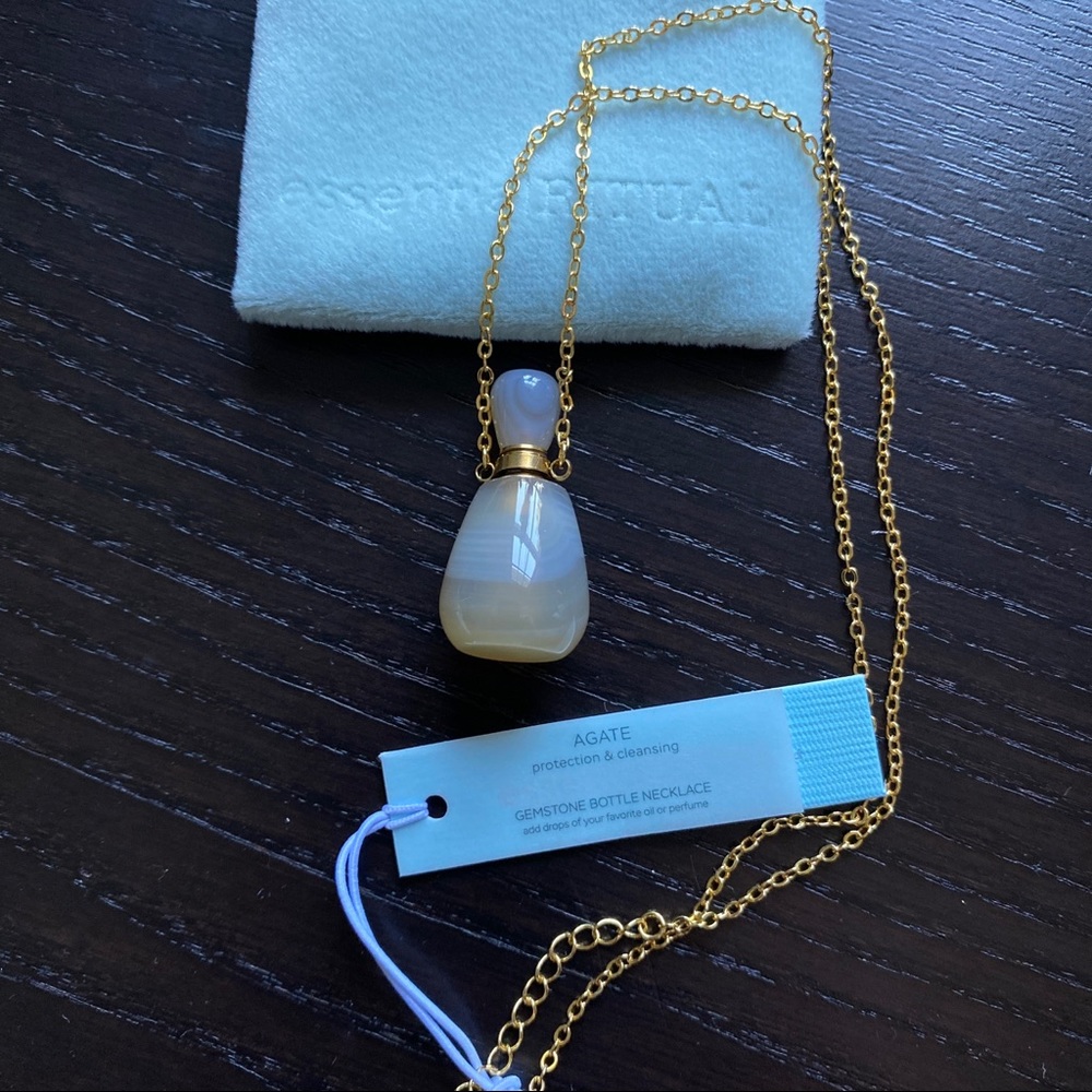 Essential Ritual Agate Gemstone Pendant Perfume Bottle Necklace